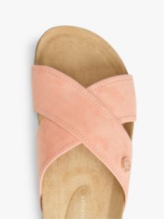 Suede Strap Cork Sandals — Pink 6