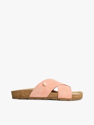 pink suede strap cork sandals for women tommy hilfiger