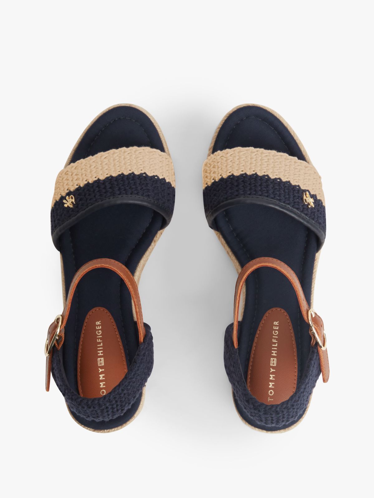 Logo Plaque Woven Wedge Heel Espadrilles — Multi