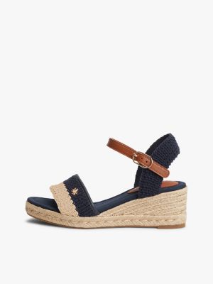 multi logo plaque woven wedge heel espadrilles for women tommy hilfiger