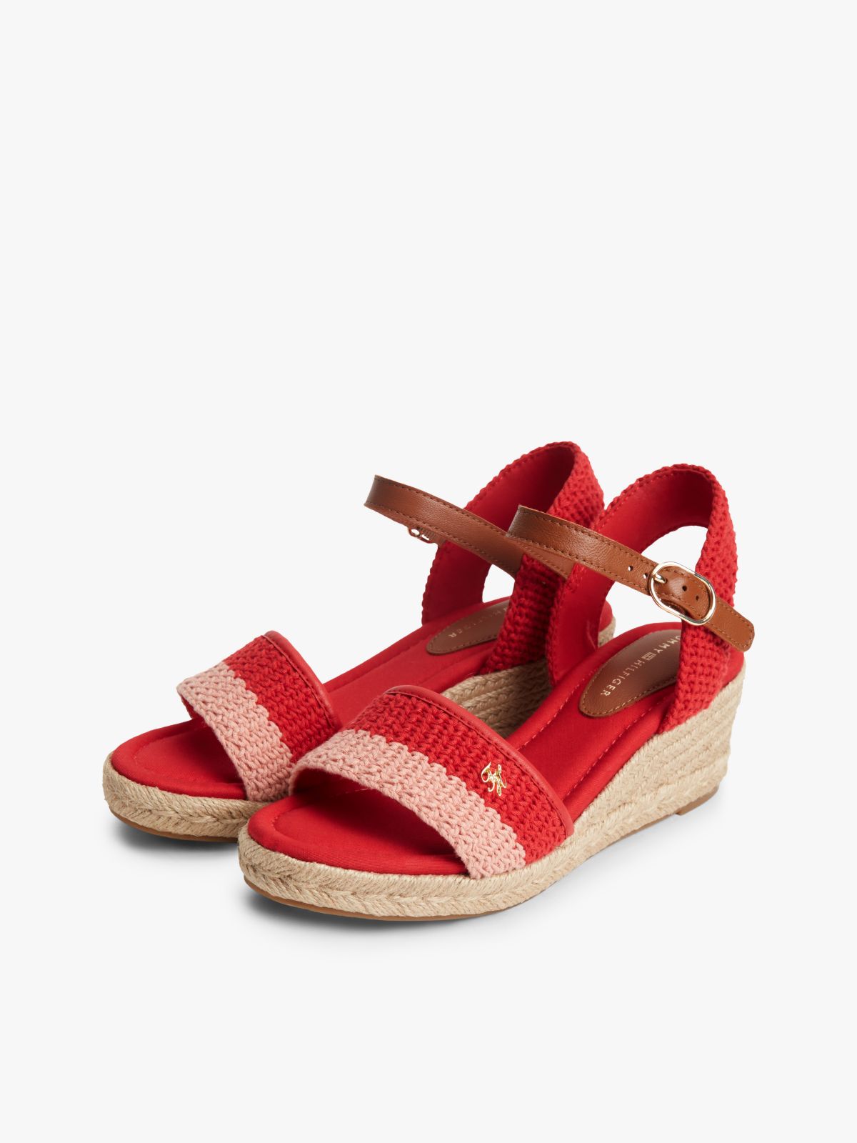 Logo Plaque Woven Wedge Heel Espadrilles — Multi