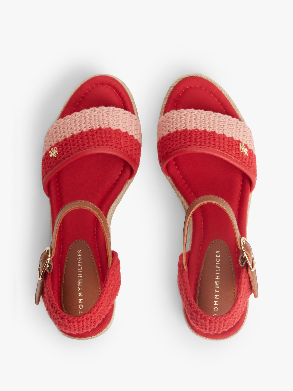 Logo Plaque Woven Wedge Heel Espadrilles — Multi