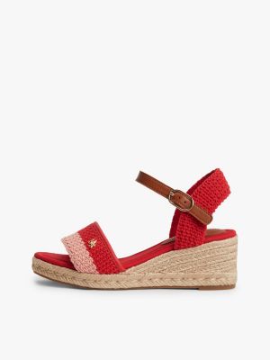 multi logo plaque woven wedge heel espadrilles for women tommy hilfiger
