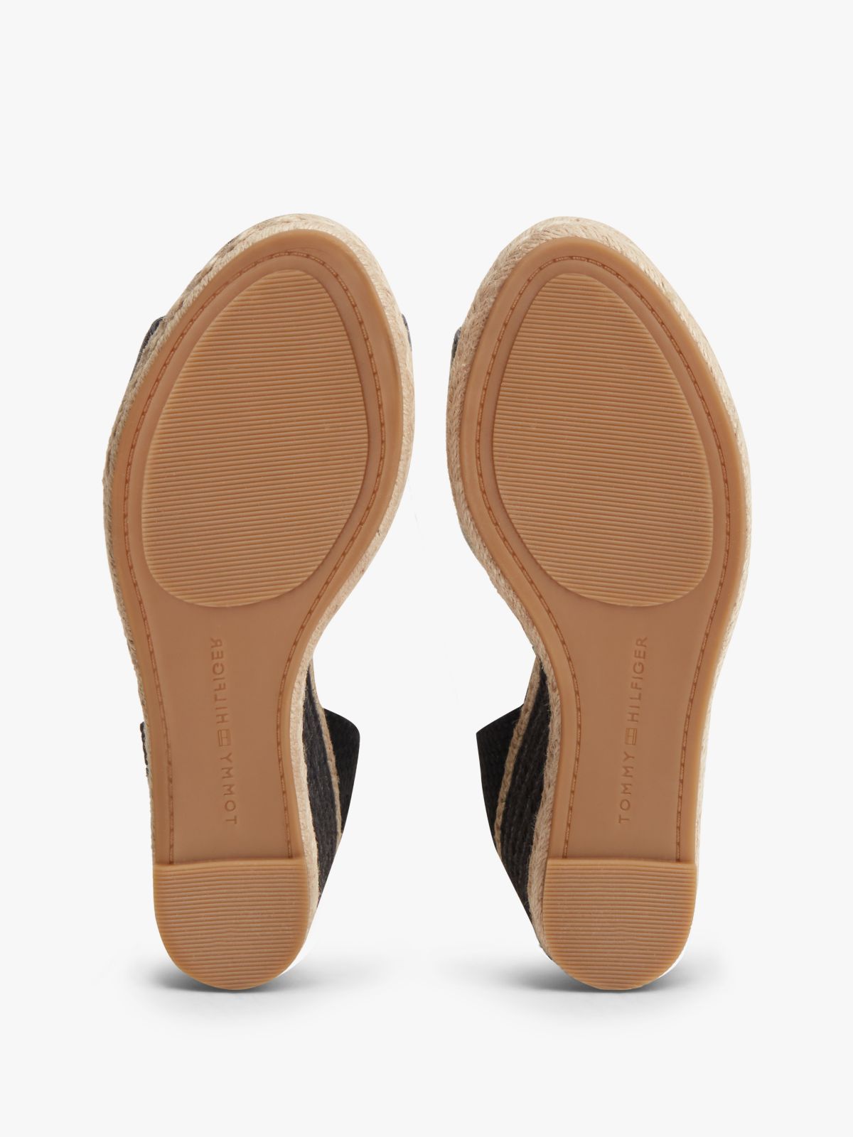 Logo Plaque Leather Wedge Heel Espadrilles — Black