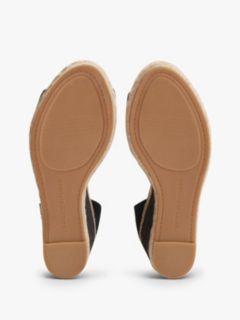 Logo Plaque Leather Wedge Heel Espadrilles — Black 5