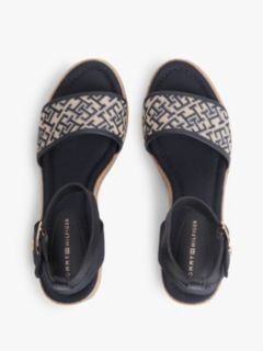 Logo Plaque Jacquard Wedge Heel Espadrilles — Blue 3