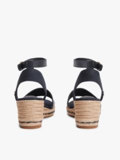 Logo Plaque Jacquard Wedge Heel Espadrilles — Blue 4