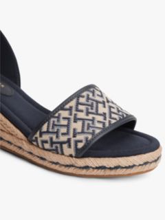 Logo Plaque Jacquard Wedge Heel Espadrilles — Blue 6