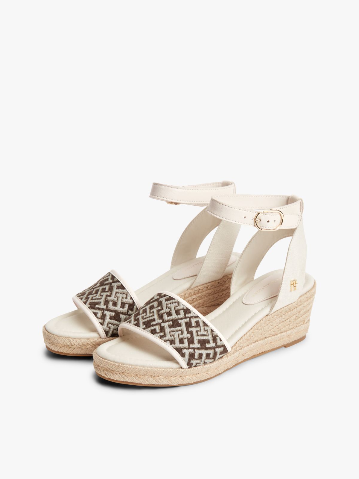 Logo Plaque Jacquard Wedge Heel Espadrilles — Multi