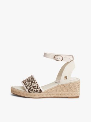 multi logo plaque jacquard wedge heel espadrilles for women tommy hilfiger