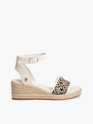multi jacquard espadrilles met sleehak en metalen logo voor dames - tommy hilfiger
