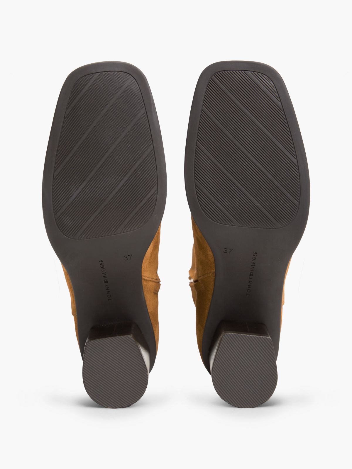 Suede Buckle Strap Block Heel Ankle Boots — Brown