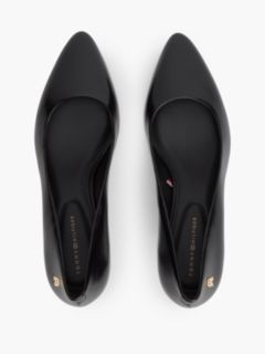 Leather Kitten Heel Court Shoes — Black 3