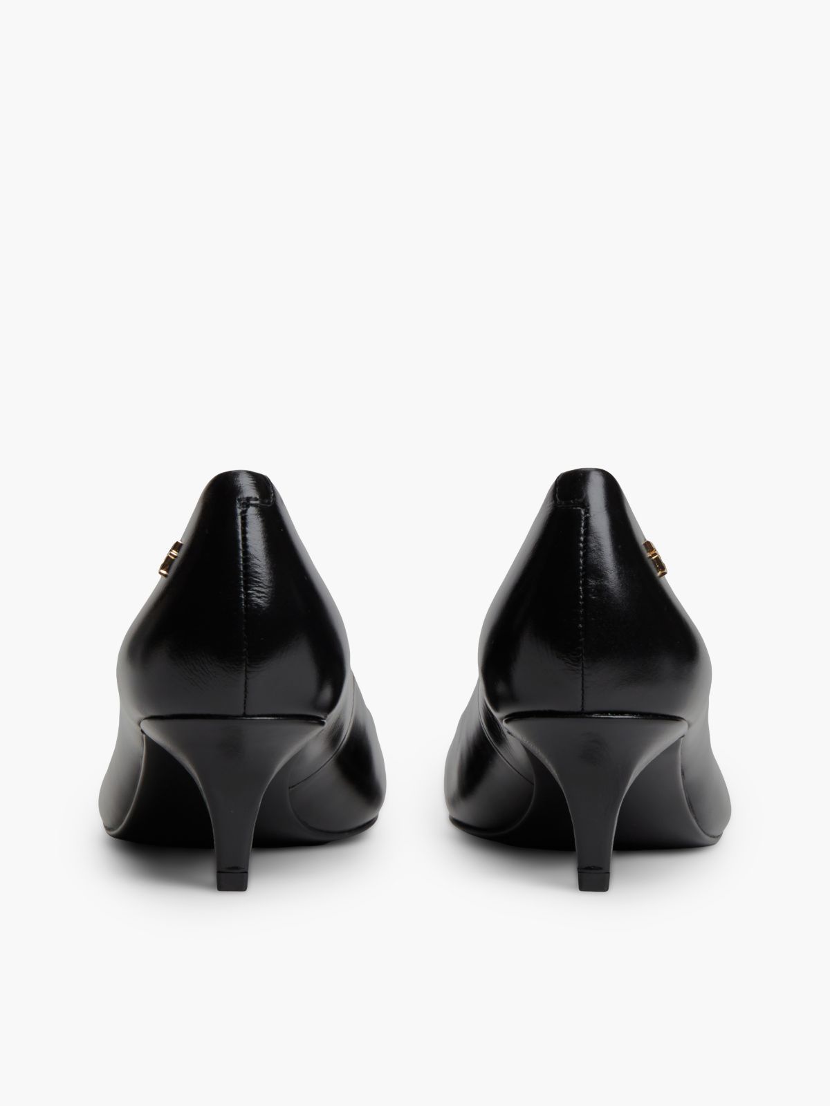 Leather Kitten Heel Court Shoes — Black