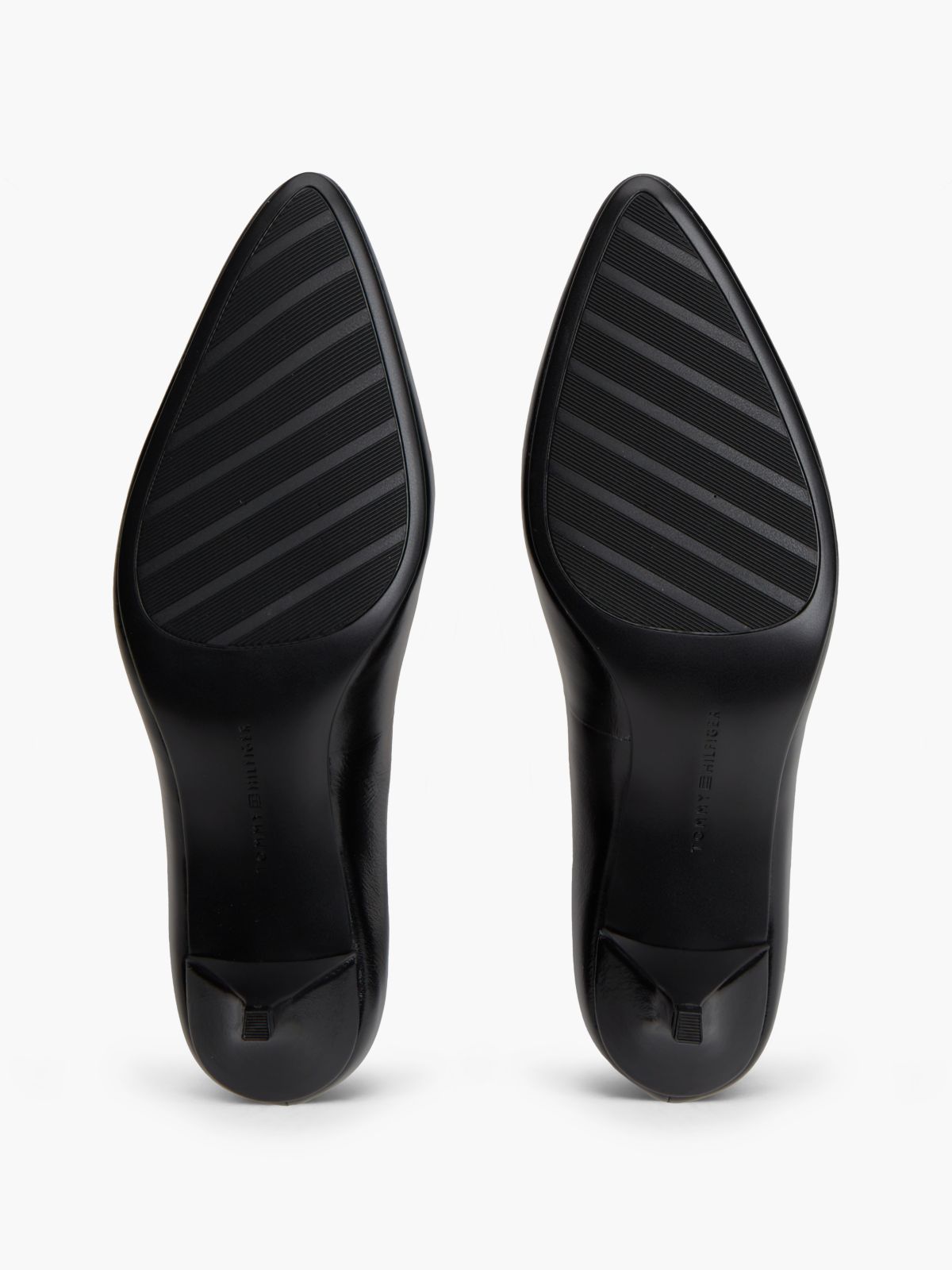 Leather Kitten Heel Court Shoes — Black