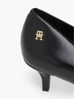 Leather Kitten Heel Court Shoes — Black 6