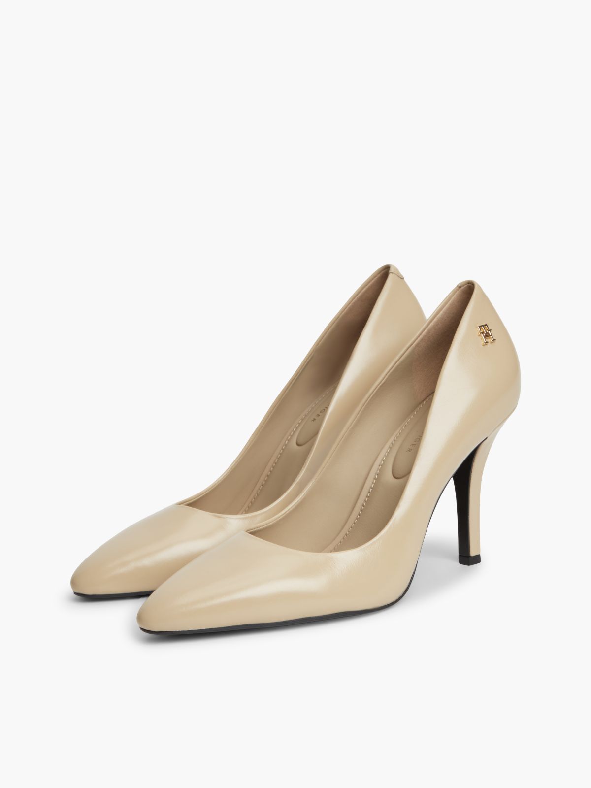 Leather TH Monogram High Heels — Beige
