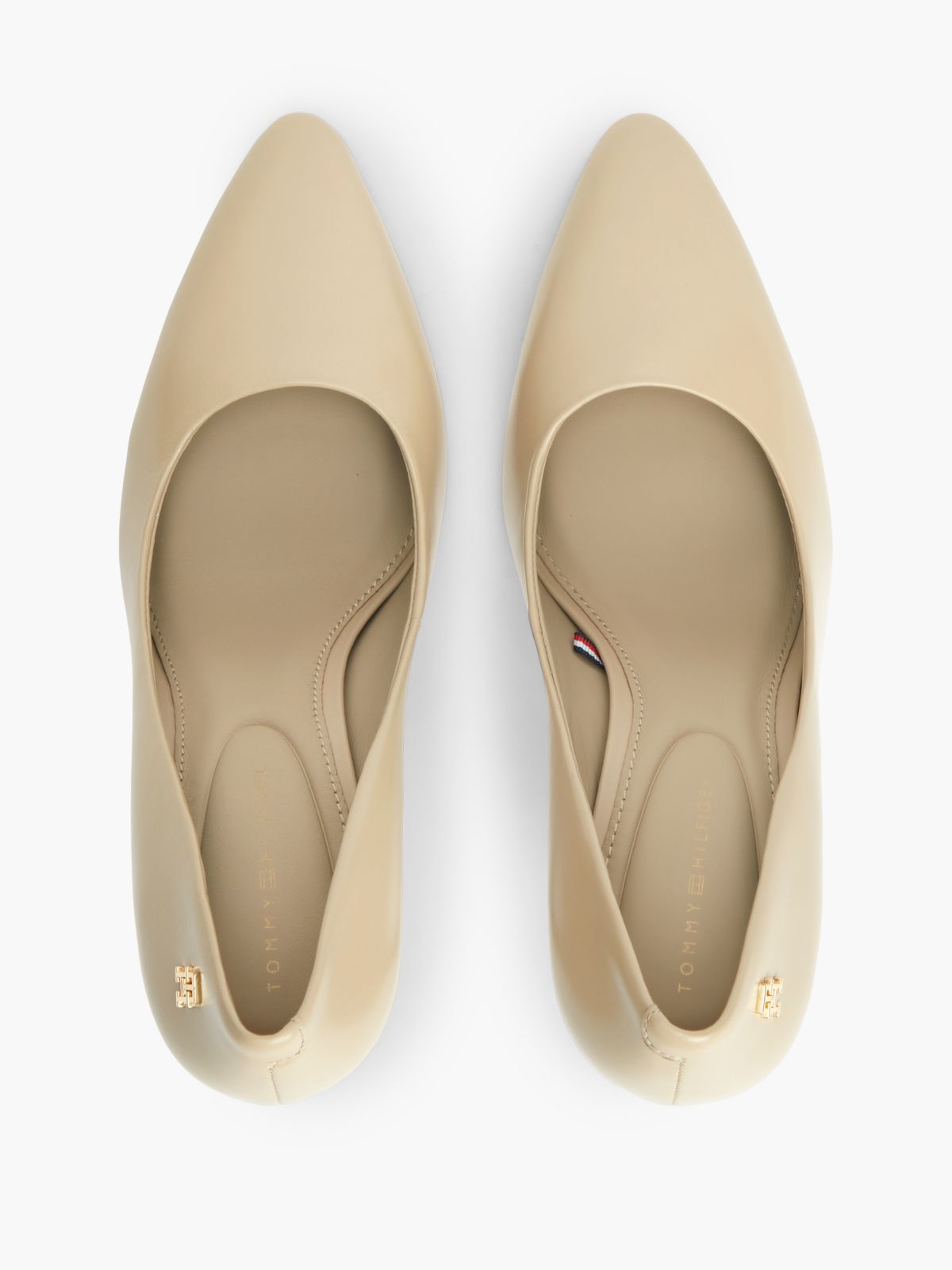Leather TH Monogram High Heels — Beige
