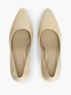 Leather TH Monogram High Heels — Beige 3