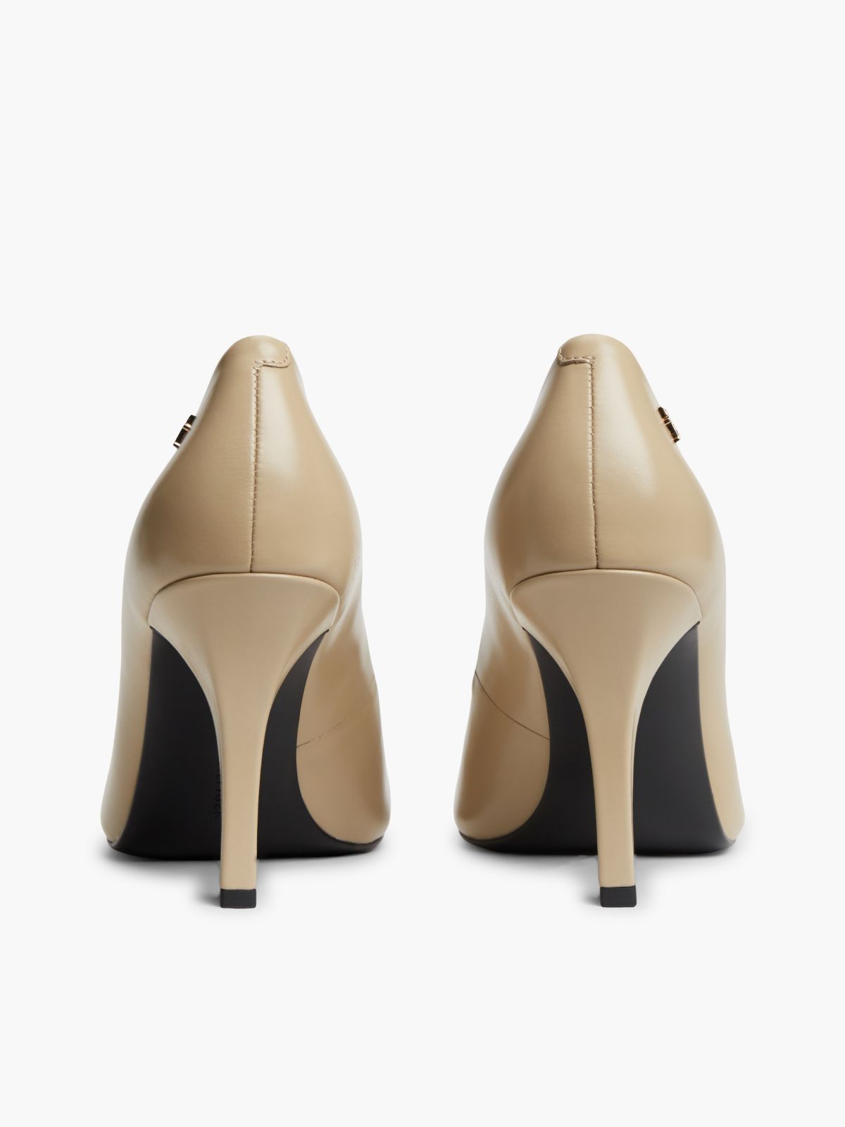 Leather TH Monogram High Heels — Beige