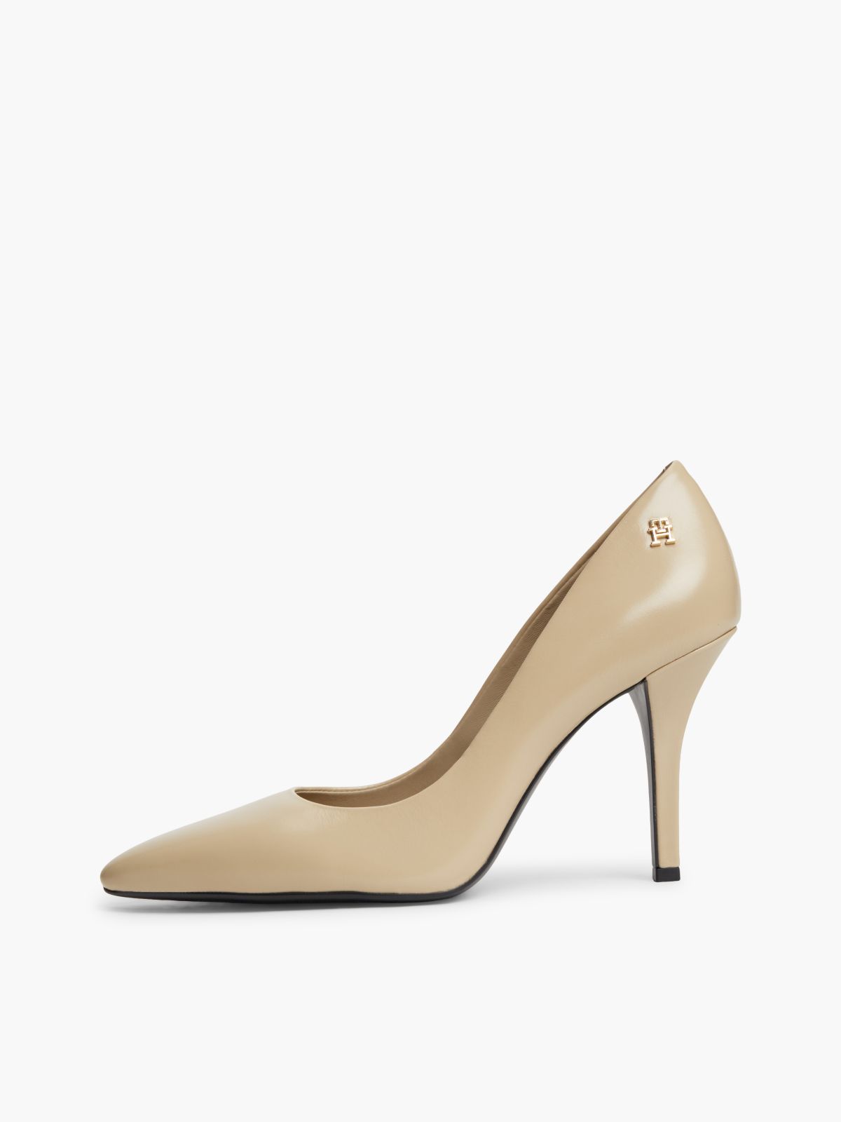 Leather TH Monogram High Heels — Beige