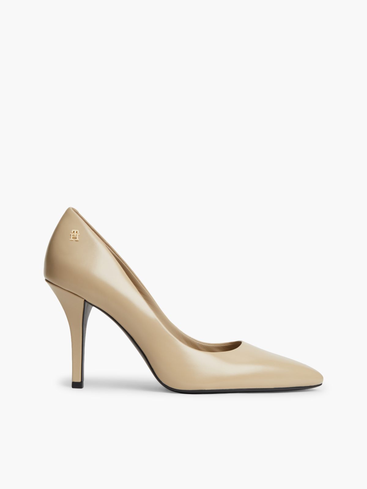 Leather TH Monogram High Heels — Beige