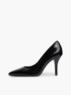 schwarz high heels aus leder mit th-monogramm für damen - tommy hilfiger