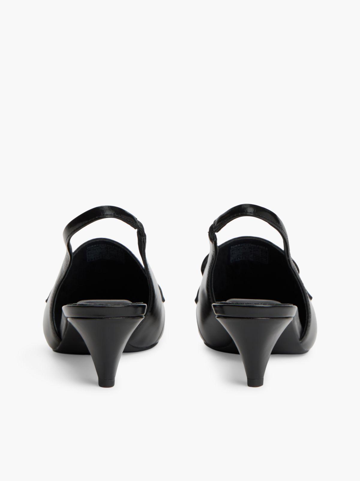 Leather Pointed Toe Penny Slingbacks — Black