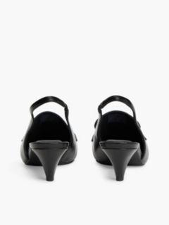Leather Pointed Toe Penny Slingbacks — Black 4