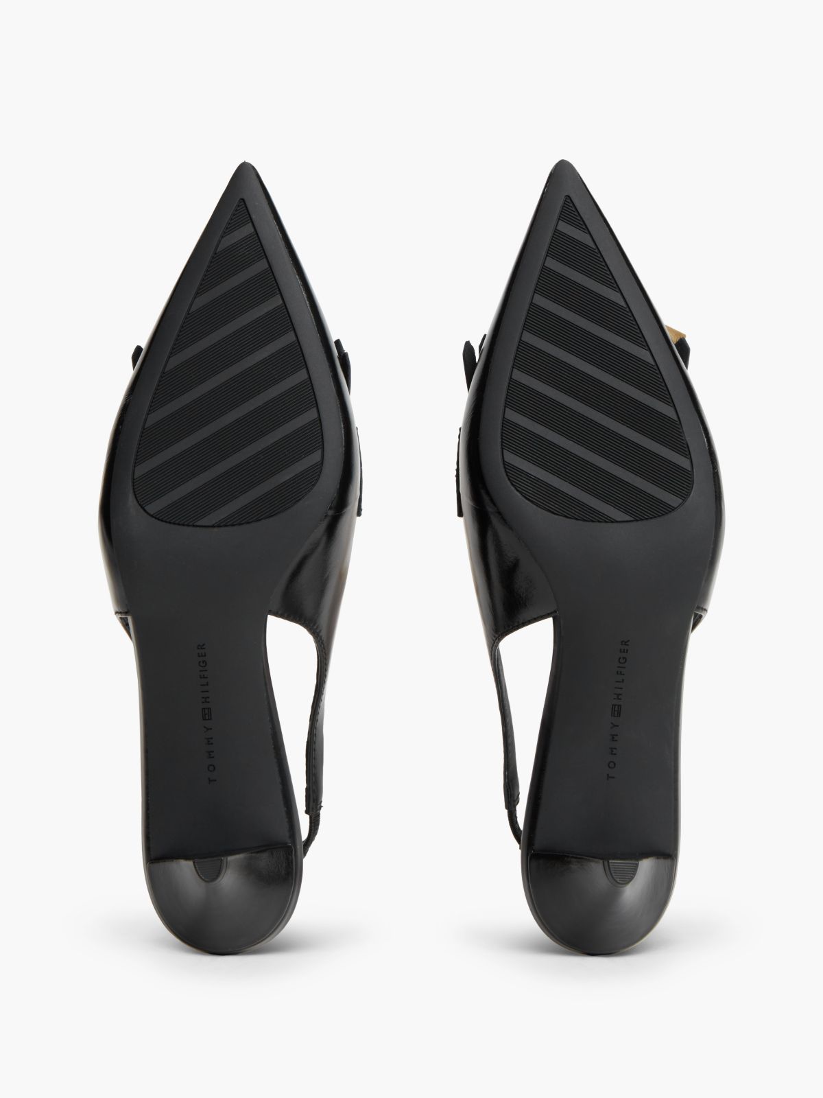 Leather Pointed Toe Penny Slingbacks — Black