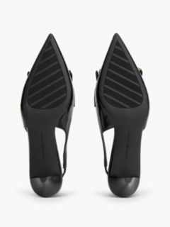 Leather Pointed Toe Penny Slingbacks — Black 5