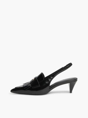 black leather pointed toe penny slingbacks for women tommy hilfiger