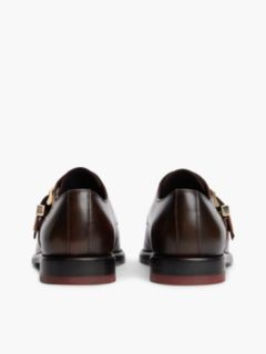 New York Label Leather Buckle Moc Toe Loafers — Brown 4