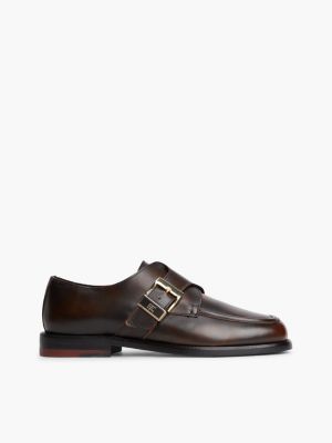 mocassini new york label in pelle con fibbia brown da donne tommy hilfiger