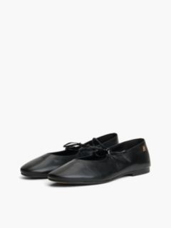 TH Monogram Leather Lace-Up Ballerinas — Black 2