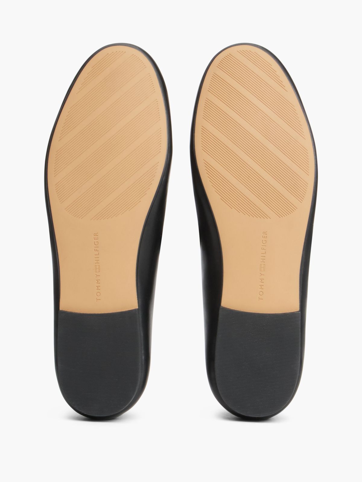 TH Monogram Leather Lace-Up Ballerinas — Black
