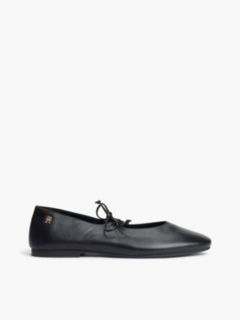 TH Monogram Leather Lace-Up Ballerinas — Black 1