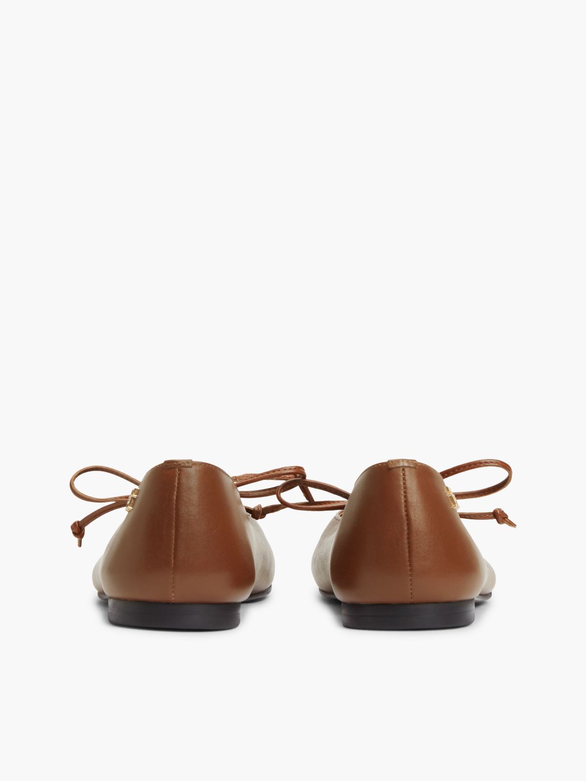TH Monogram Leather Lace-Up Ballerinas — Brown
