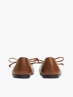 TH Monogram Leather Lace-Up Ballerinas — Brown 4