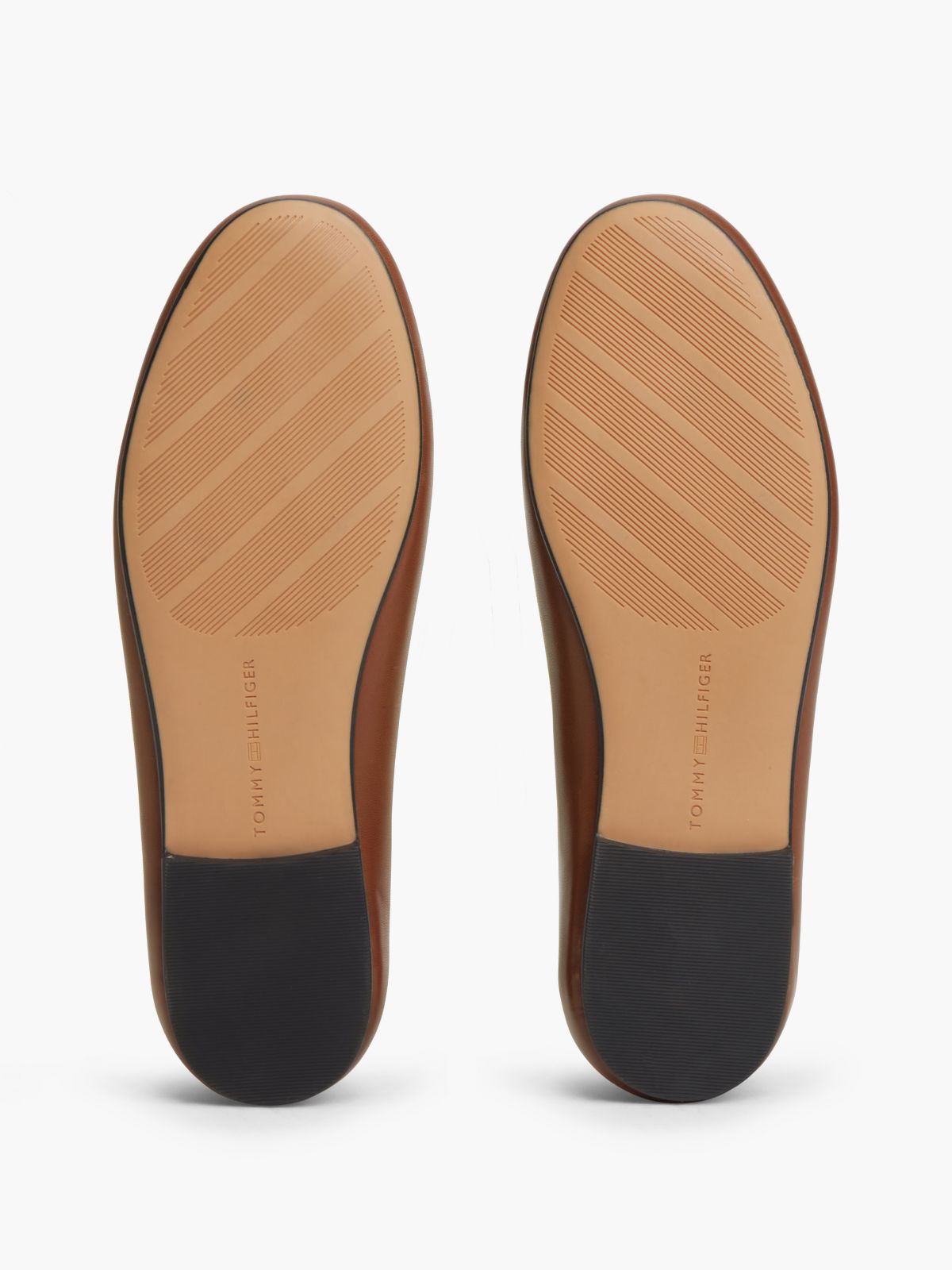 TH Monogram Leather Lace-Up Ballerinas — Brown