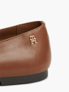 TH Monogram Leather Lace-Up Ballerinas — Brown 6