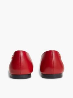 TH Monogram Leather Lace-Up Ballerinas — Red 4