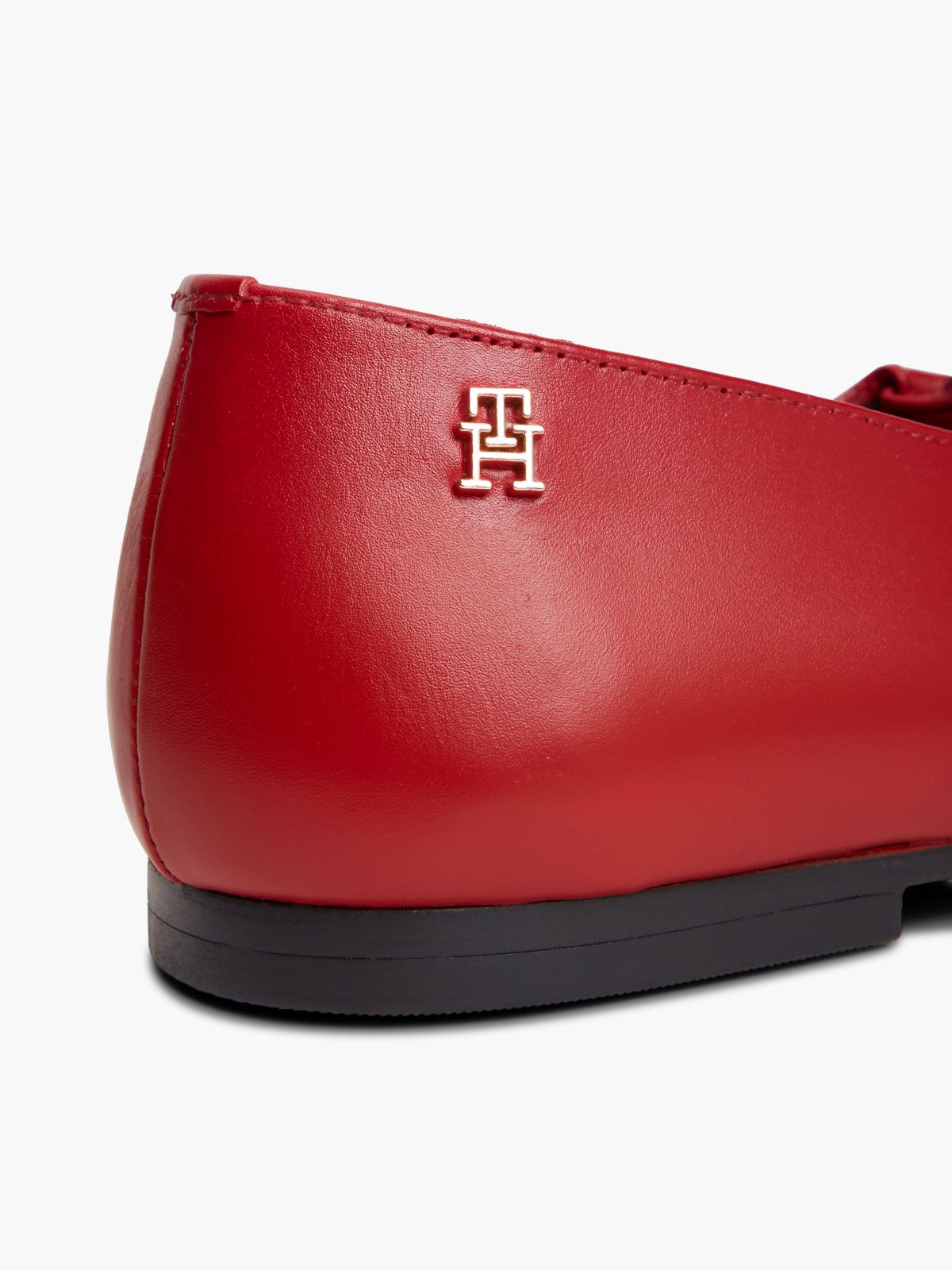 TH Monogram Leather Lace-Up Ballerinas — Red