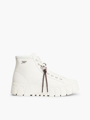 botas de agua con hebilla brillante y suela dentada blue de mujeres tommy hilfiger