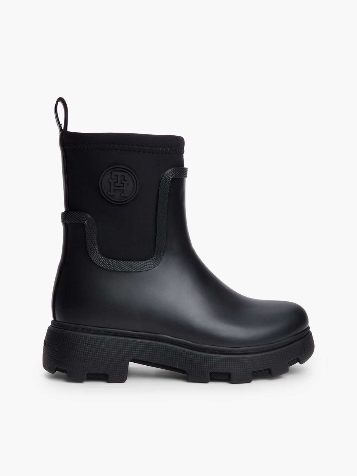 TH Monogram Cleat Rain Boots — Black