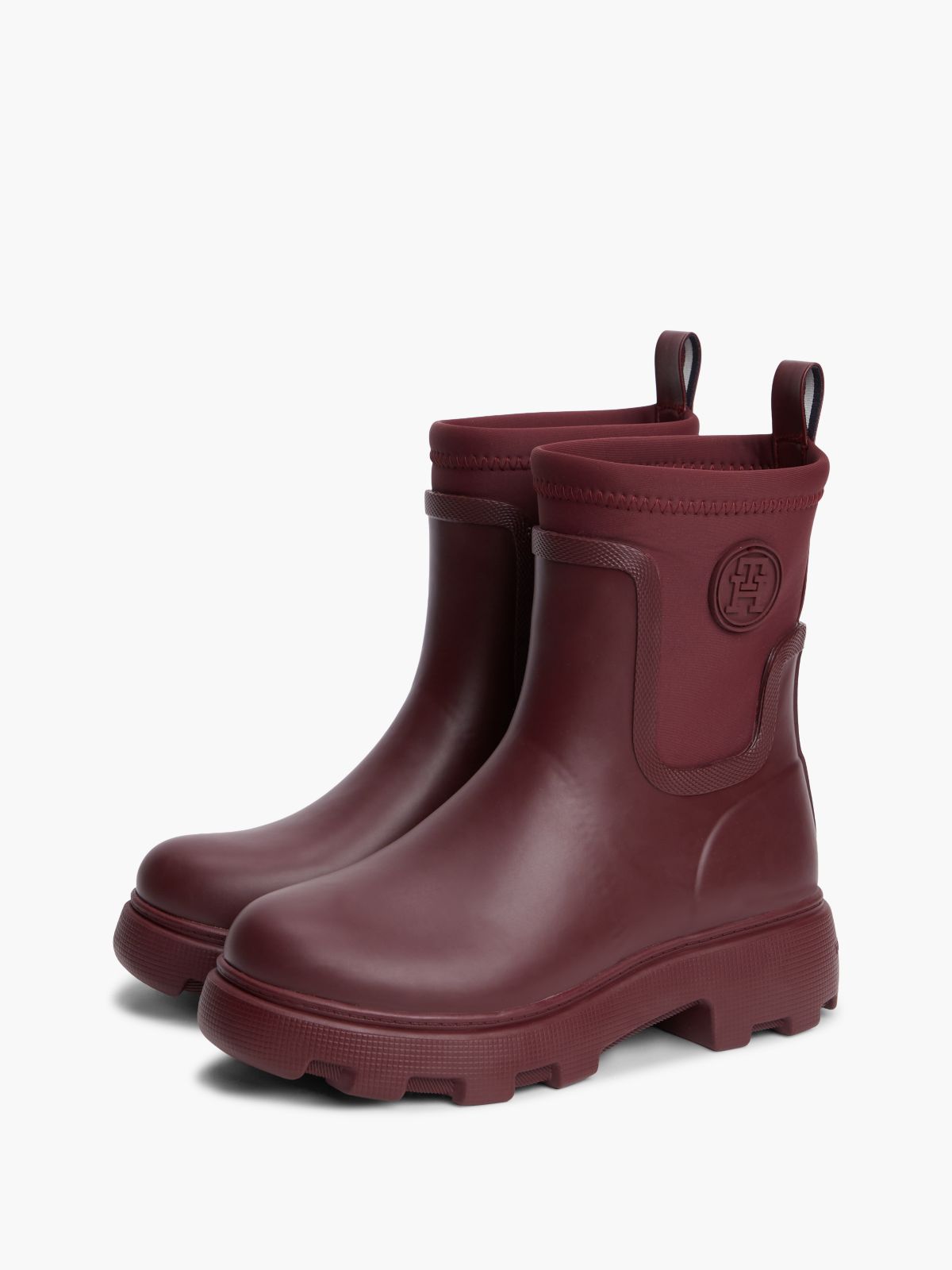 TH Monogram Cleat Rain Boots — Red