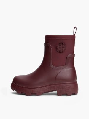 rot gummistiefel mit profil und th-monogramm für damen - tommy hilfiger