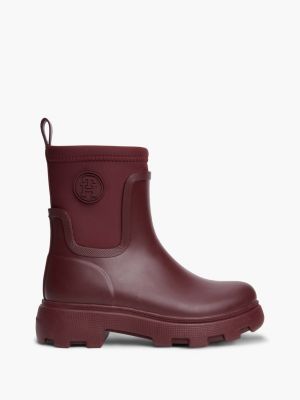 red gummistiefel mit profil und th-monogramm für damen - tommy hilfiger