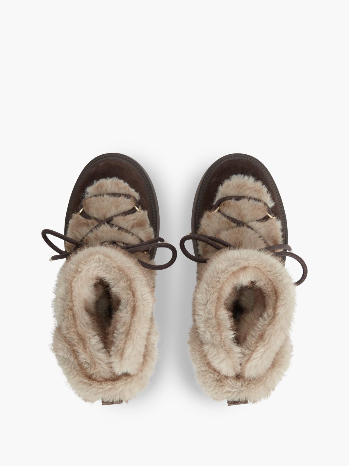 Faux Fur Water Resistant Suede Snow Boots — Brown
