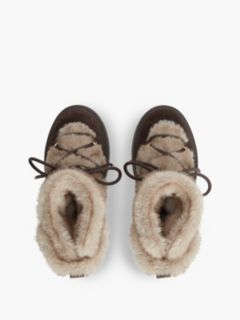 Faux Fur Water Resistant Suede Snow Boots — Brown 3